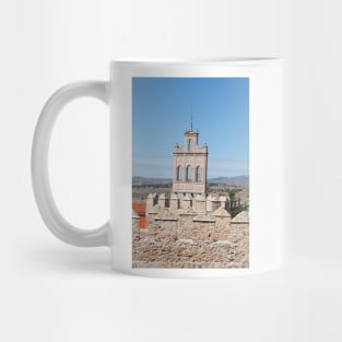 Bell tower with city walls, Avila, Castile-Leon, Spain, Europe Mug